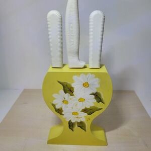 Vintage Dexter Russell Sani Safe Knife Set with‎ Hand Painted Holder